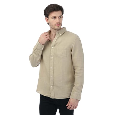 Gant Mens Linen Garment Dyed Regular Shirt (Beige)