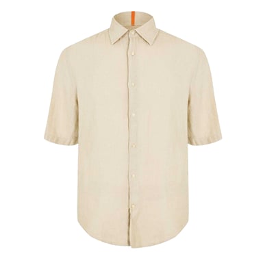 Boss Mens Linen Short-Sleeved Shirt (Light Beige)