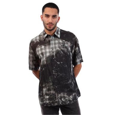 Diesel Mens Globe Plaid Short-Sleeved Shirt (Black)