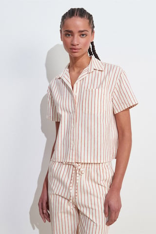 Women's Linen Blended Short Sleeve Shirt