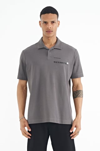 Men's Cotton Polo T-Shirt With Text Print