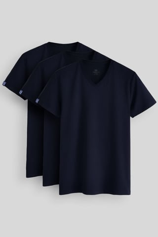 Herr T-shirt i bomull och elastan med V-ringning