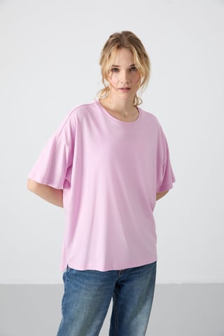 Oversized Cotton-Modal Crew Neck T-Shirt