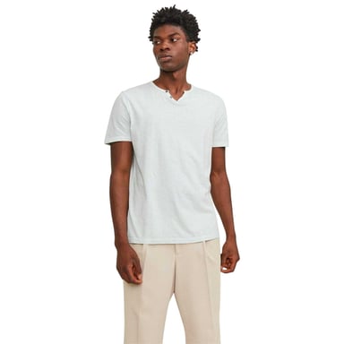 Jack And Jones Mens Split Neck Short-Sleeved T-Shirt (Light Blue)