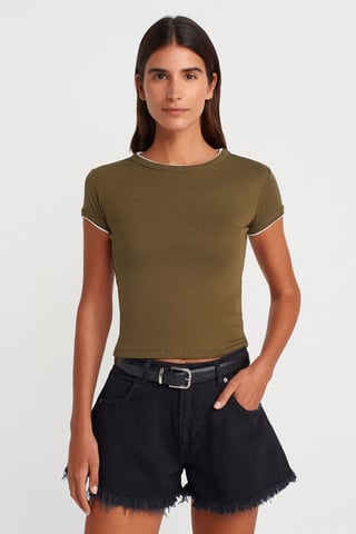 Women's Slim Fit Cotton Crop T-Shirt