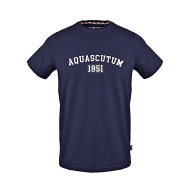 Aquascutum Mens Arched Logo Crew Neck T-Shirt (Navy)