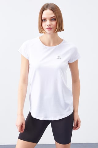 Dams T-shirt med kort ärm och rund hals