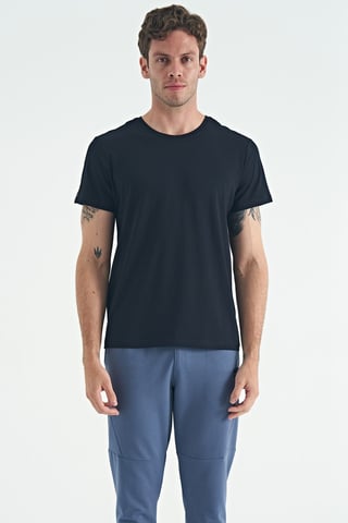 Herr T-shirt med rund hals i bomull och elastan