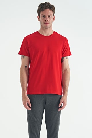 Herr T-shirt i bomull och elastan med rund halsringning