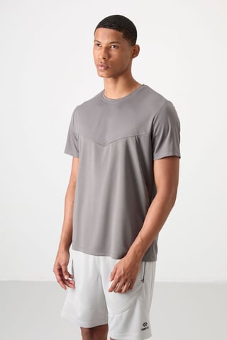 Men's Solid Polyester Crew Neck T-Shirt