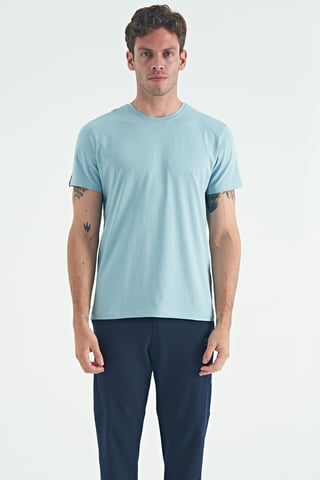 Herr T-shirt i bomulls-elastan med rund halsringning