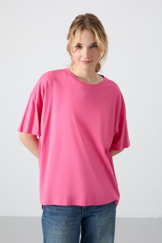 Oversized Cotton-Modal Crew Neck T-Shirt