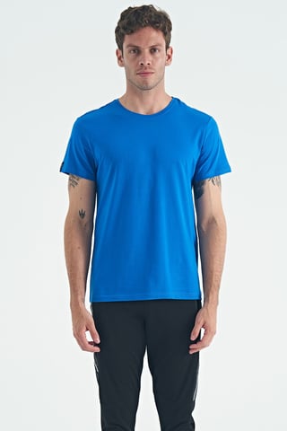 Herr T-shirt i bomull och elastan med rund halsringning