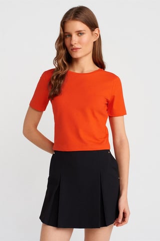Women's Crop Slim-Fit Crew Neck T-Shirt