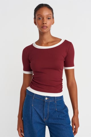 Dam Crop Slim-Fit T-shirt med Rundhals