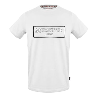 Aquascutum Unisex Adult Lettering Print Crew Neck T-Shirt (White)
