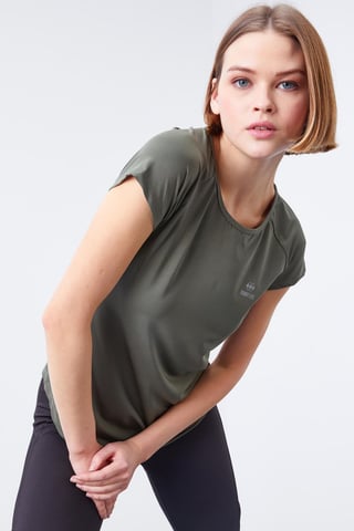 Damkortärmad rundhalsad T-shirt