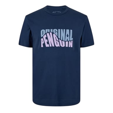 Original Penguin Mens Original Lettering Crew Neck T-Shirt (Yale Blue)