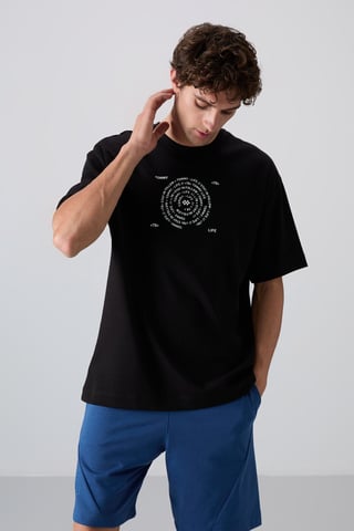 Oversized Cotton-Blend Crew Neck T-Shirt