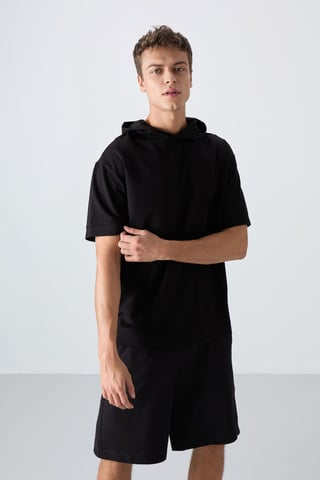 Oversized Hooded Short-Sleeve T-Shirt