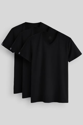 Herr T-shirt i bomull och elastan med V-hals