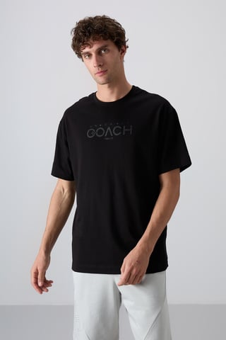 Oversized Logo Patch Crew Neck T-Shirt