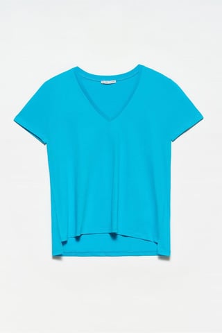 Damernas bomulls V-hals T-shirt