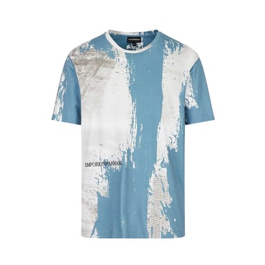Emporio Armani Mens All-Over Print Logo T-Shirt (Blue/White)