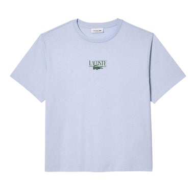 Lacoste Womens/Ladies Printed Cotton Relaxed Fit T-Shirt (Blue)