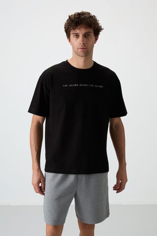 Överdimensionerad T-shirt med crewneck och tryck