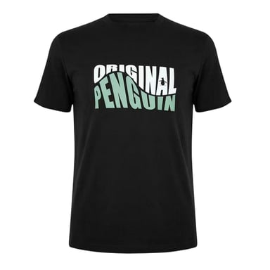 Original Penguin Mens Original Lettering Crew Neck T-Shirt (True Black)