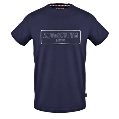 Aquascutum Unisex Adult Lettering Print Crew Neck T-Shirt (Navy)