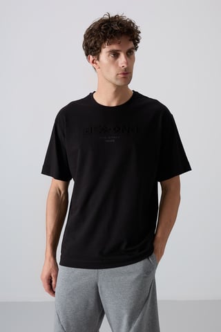 Överdimensionerad Bomull-Polyester Logotshirt