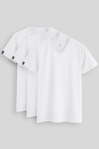 Herr T-shirt i bomull och elastan med V-ringning