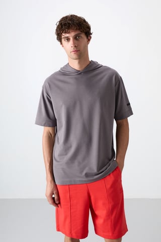 Oversized Hooded Short-Sleeve T-Shirt