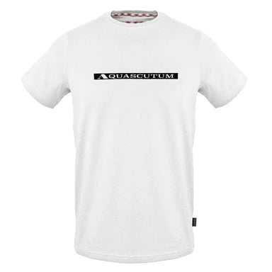 Aquascutum Mens Contrast Striped Logo T-Shirt (White)