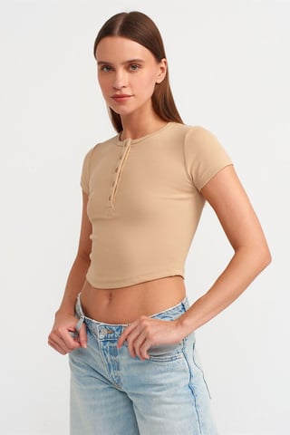 Women's Cropped Slim-fit Crew Neck T-shirt