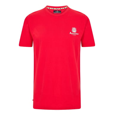 Aquascutum Mens London Chest Logo Crew Neck T-Shirt (Red/White)