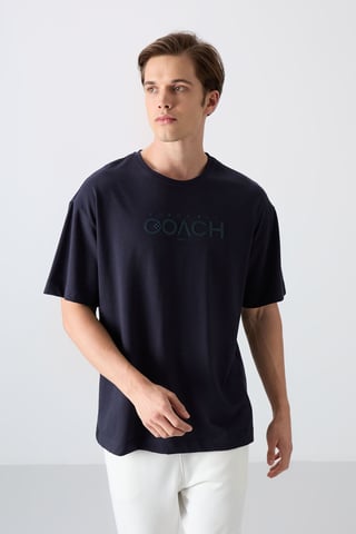 Oversized Logo Patch Crew Neck T-Shirt