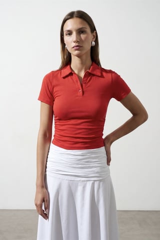 Women’s Crop Slim Fit Polo T-Shirt