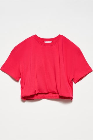 Kvinnors kortärmad crew neck bomullströja