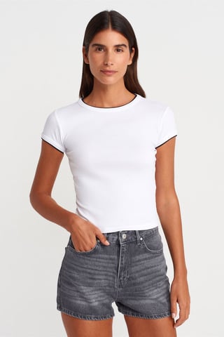 Women's Slim Fit Cotton Crop T-Shirt