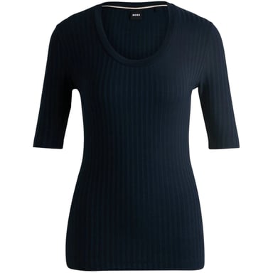 Boss Womens/Ladies Effilie Ribbed T-Shirt (Dark Blue)