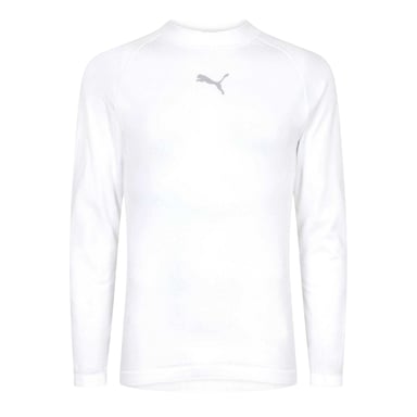 Puma Mens Logo Crew Neck Fitted Base Layer Top (White)
