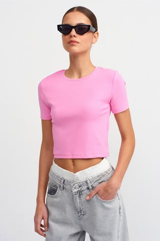 Dam Slim Fit Kort Crew Neck T-shirt