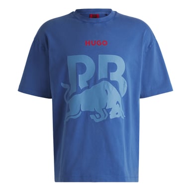 Hugo Unisex Adult RB F1 Racing Graphic Print Oversized T-Shirt (Medium Blue)