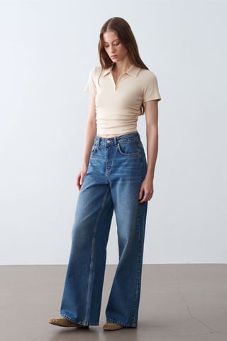 Women’s Crop Slim Fit Polo T-Shirt