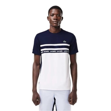 Lacoste Mens Colour Block Pique T-Shirt (White/Navy Blue)