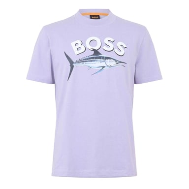 Boss Mens Fish Cotton T-Shirt (Purple)