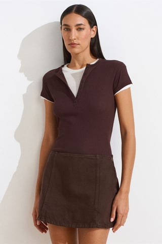 Women’s Cotton V-Neck Button T-Shirt